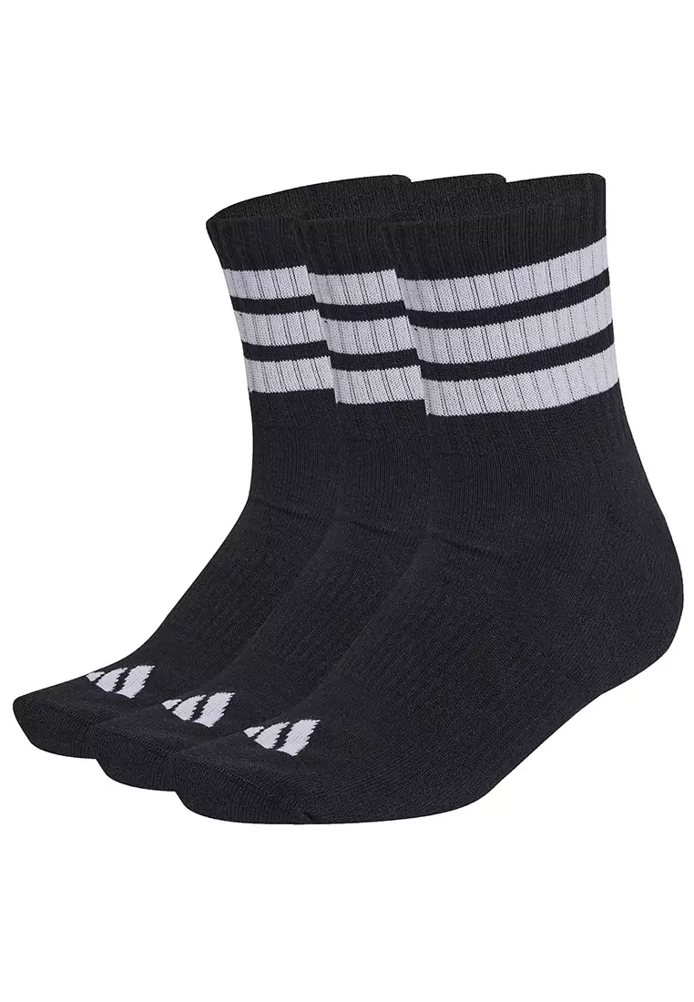 36% OFF ADIDAS 3 Stripes Cushioned Sportswear Mid Cut Socks 3-Pair Pack
