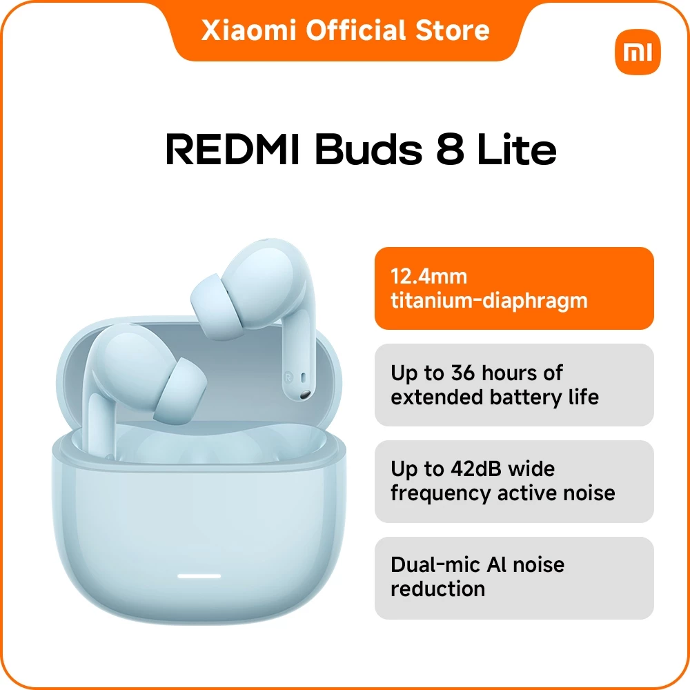 21% OFF Xiaomi REDMI Buds 8 Lite 42dB active noise cancellation, Dual-mic Al noise reduction, 12.4mm titanium-diaphragm, 36 hour battery life Earpod