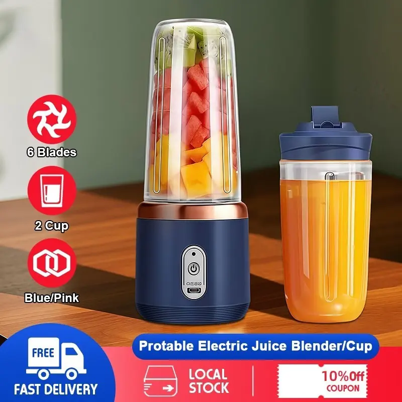 50% OFF 400ML Portable Juicer Fruit Cup Wireless USB Multifunctional Portable Electric Juicer Fruit Juicer Waterproof Blender Electric Fruit Juicer Cup with USB Rechargeable Juicer