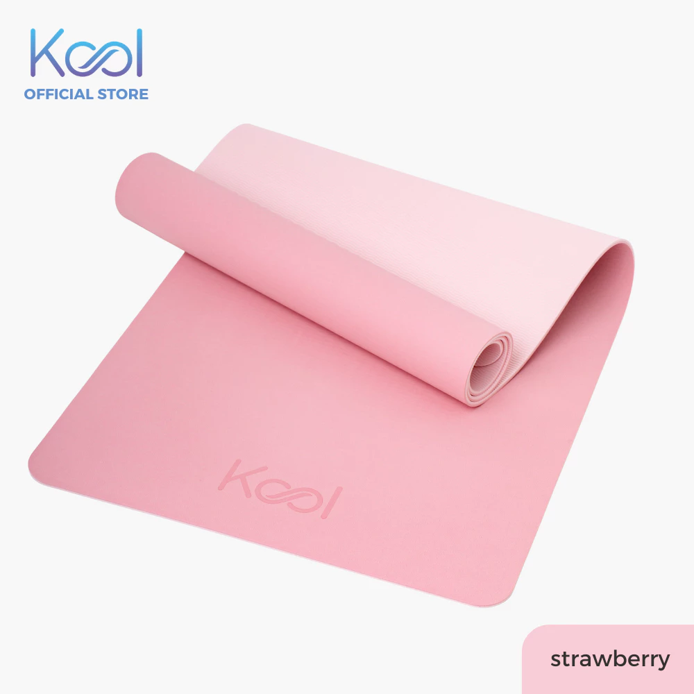 35% OFF Kool Non-Slip TPE Mat For Floor Workout - Exercise/Fitness/Yoga/Pilates - Strawberry Pink - 6mm