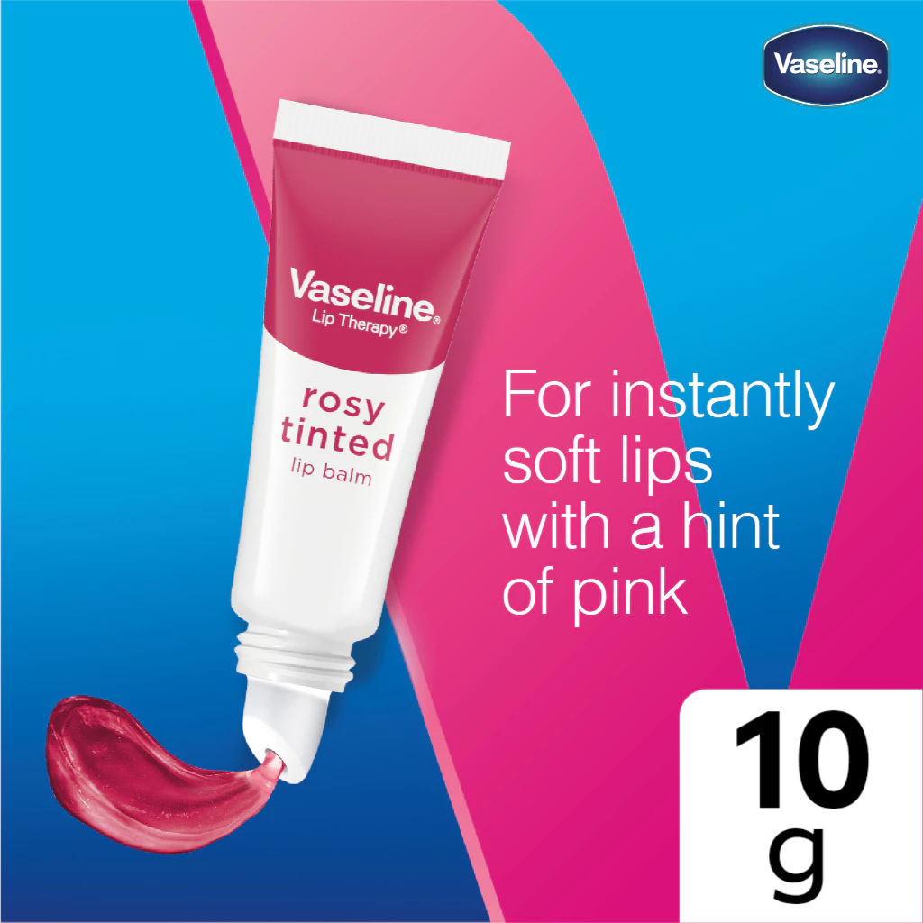 25% OFF Vaseline Lip Care Rosy Tinted Lip Balm Tube with Petroleum Jelly 10g