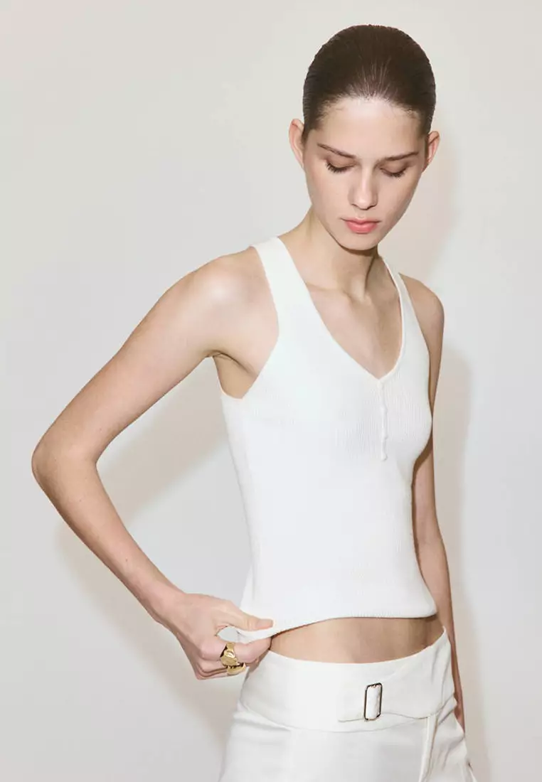 10% OFF Buttoned Ribbed Top