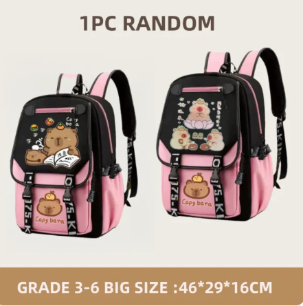 50% OFF METECH Capybara Backpack Large Capacity Nylon Waterproof Children School Bag Student Backpack for kids