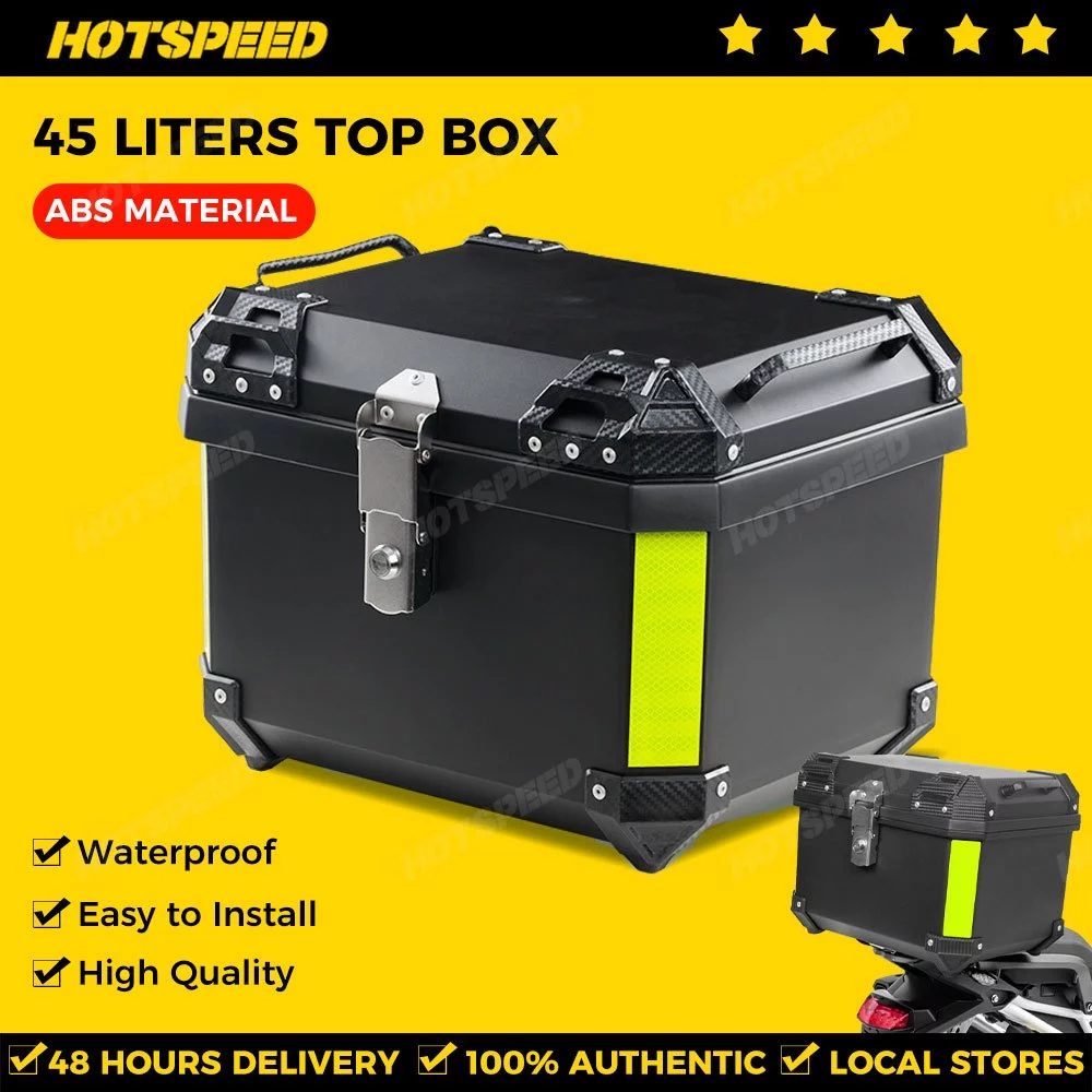 77% OFF HOTSPEED Top Box 45 Liters For Motorcycle With Bracket Universal Hard Plastic Waterproof Helmet Box