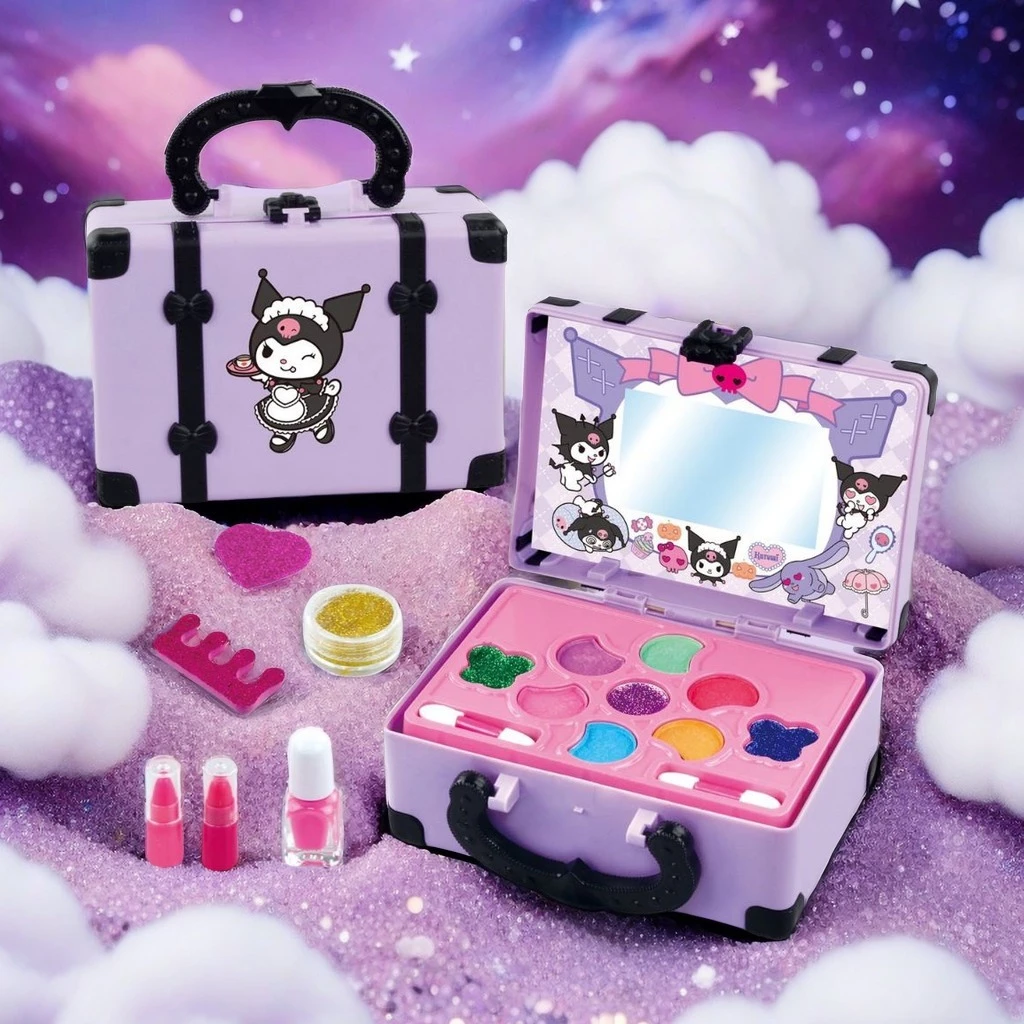 51% OFF Kuromi Makeup Toys for Kids Girls Real Makeup Kit Melody Makeup Toy Set Washable Non-toxic