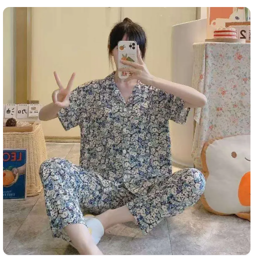 45% OFF M-XXL Women Cotton Short Sleeve Long Pants Pajamas Cotoon Sleepwear w/ DESIGN
