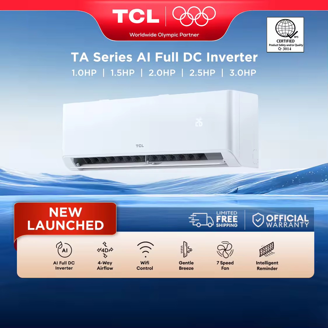 53% OFF TCL [NEW] TA Series Inverter Aircon Split-type Air Conditioner, Wi-Fi Control, Intelligent Filter Reminder, AI Full DC Invertor, Gentle Breeze