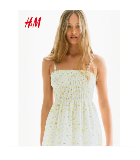 64% OFF H&M | Summer Slim Strap French Flare Design Floral Dress