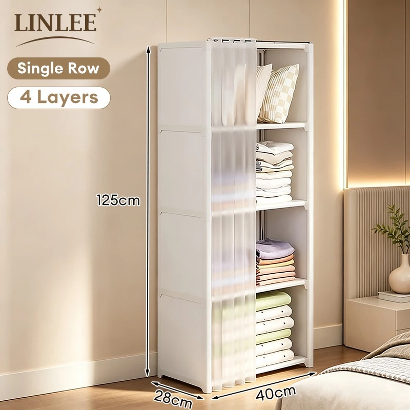 52% OFF Dustproof Wardrobe Space-Saving Closet Organizer Cabinet With Curtain Toy Rack Book Cabinet