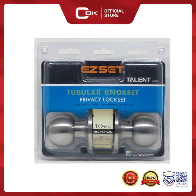40% OFF EZSET Talent Tubular Knobset Privacy Satin Stainless Steel (For Bathroom Only) EZTLT330SS
