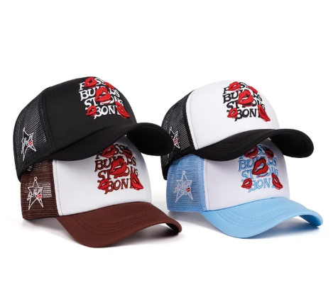 60% OFF Trucker Cap For Men Woman Lip Print Embroidery Baseball Cap Fashion Visor Mesh Cap Embroidered Hats