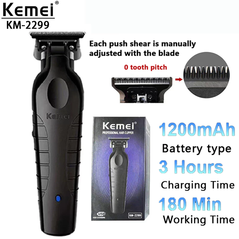 27% OFF Kemei KM-2299 0mm Hair Clipper Razor Hair Cut Cordless Electric Barber Rechargeable Barber Trimmer
