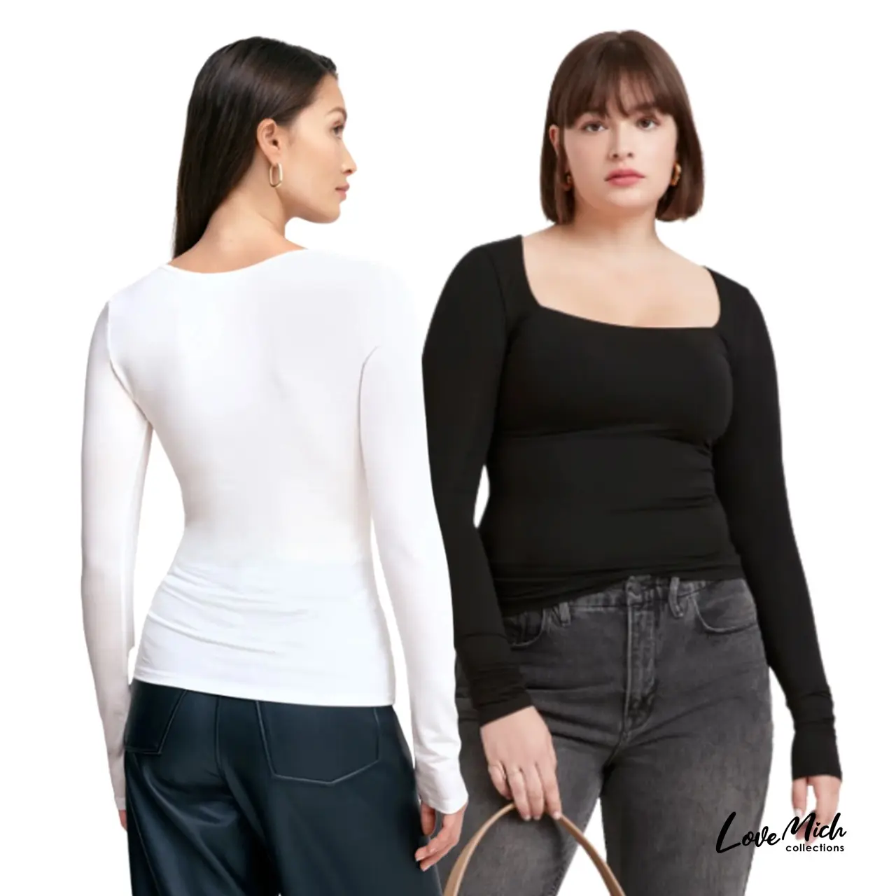 34% OFF Double-Lining Squareneck Top Full Length Longsleeve Top Plus Size XL Women Fashion Clothes by Lovemichcollections