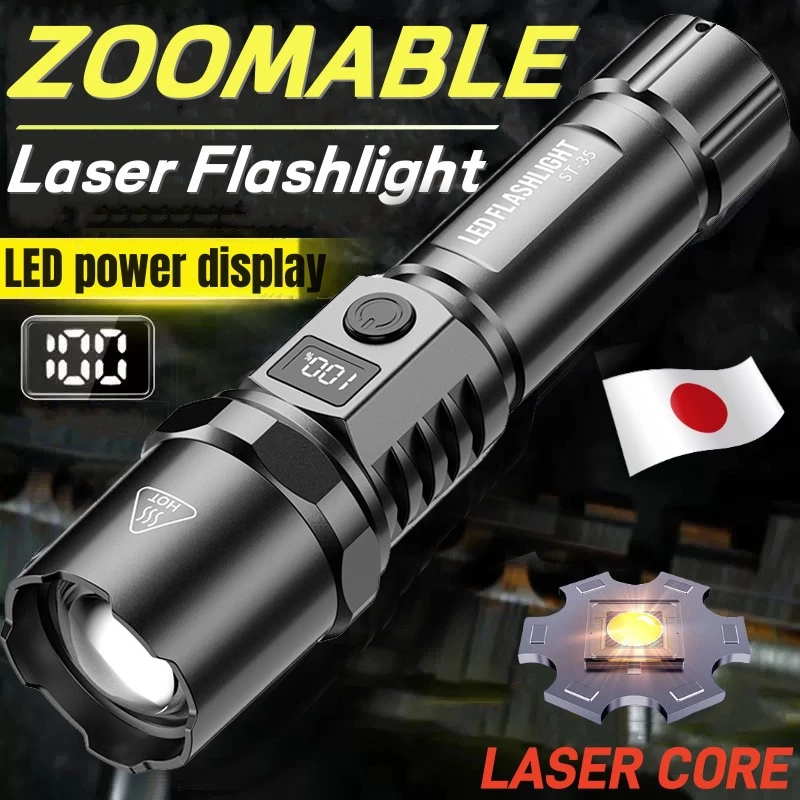 35% OFF Super Bright Zoom LED Flashlight Rechargeable Waterproof Outdoor Heavy Duty High Beam Flashlight