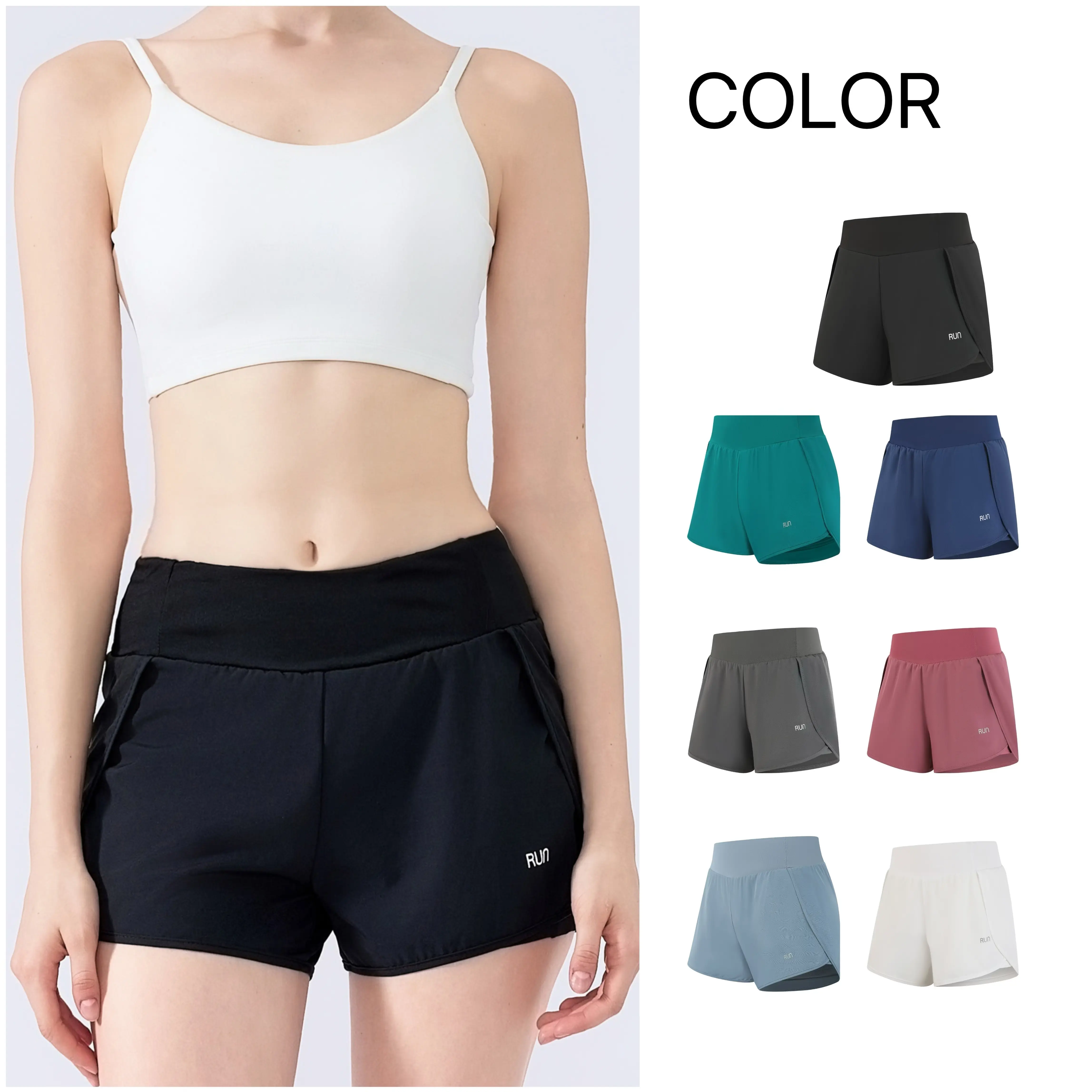 48% OFF KBK 2in1 Sports shorts loose casual anti-glare pockets quick-drying summer new yoga pants for women 388