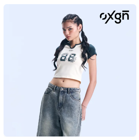 30% OFF OXGN Raglan Graphic Slim Cropped T-Shirt For Women