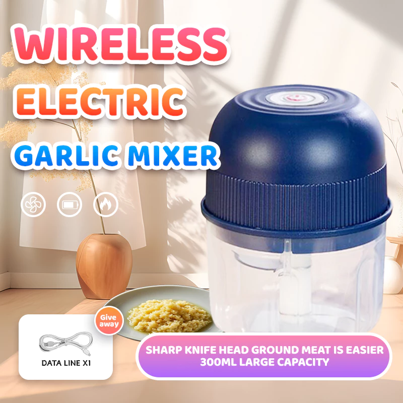 41% OFF 【Flash Sale】Portable Electric Garlic Chopper 300ml Meat Vegetable Grinder Mincer Crusher