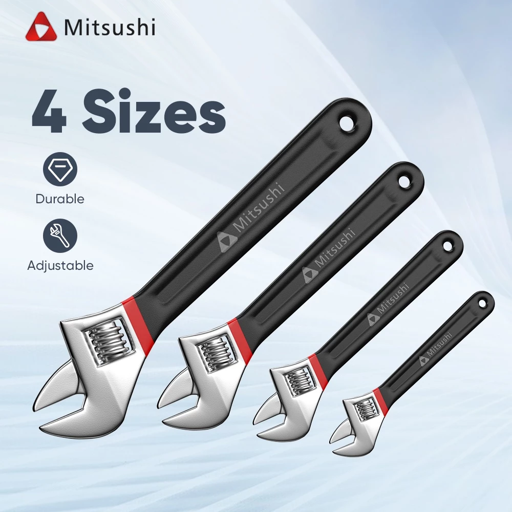 83% OFF Mitsushi 4 Sizes 150/200/250/300mm Industrial Adjustable Wrench with PVC Handle/Manual Spanner