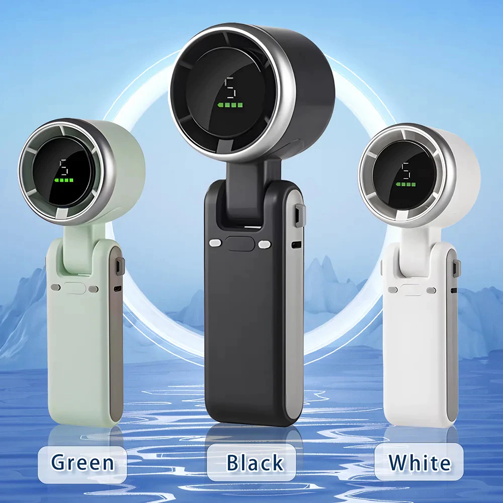 41% OFF N607 Turbo Fan USB Rechargeable Foldable Easy to Carry Hand-held Fan with LED Display Turbo Fan