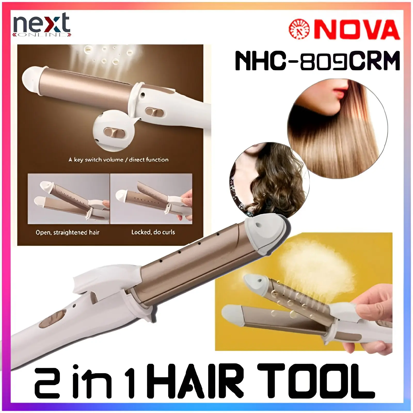 50% OFF 2in1 Nova Gold Multifunction Hair Straightener & Curler Comfort