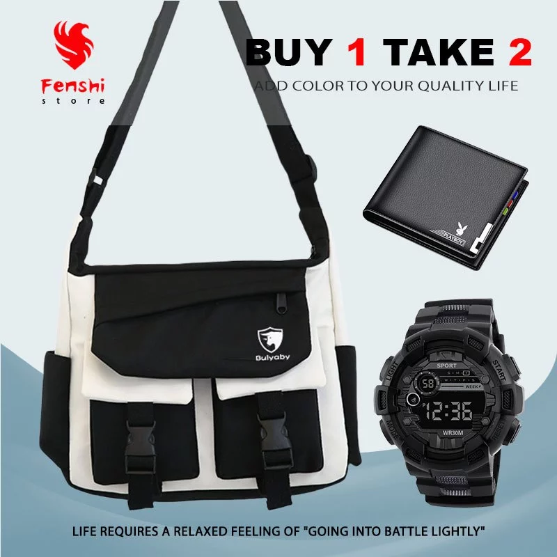 65% OFF Fashion Large Capacity Messenger Bag For Men Student Canvas Shoulder Bag