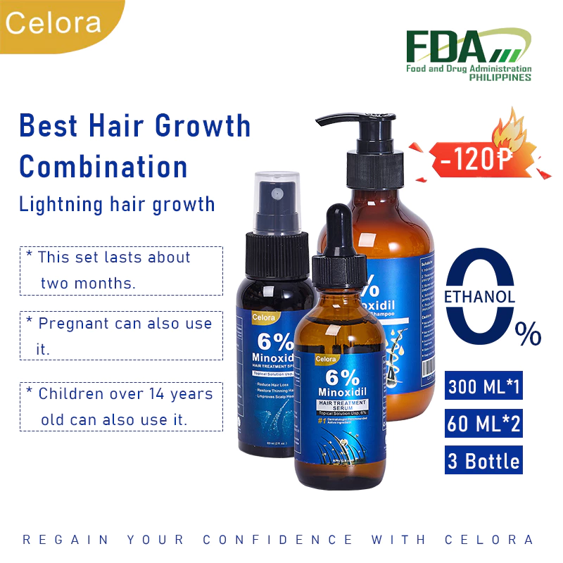 55% OFF Celora Minoxidil Hair Grower Solution for Hair Loss Set