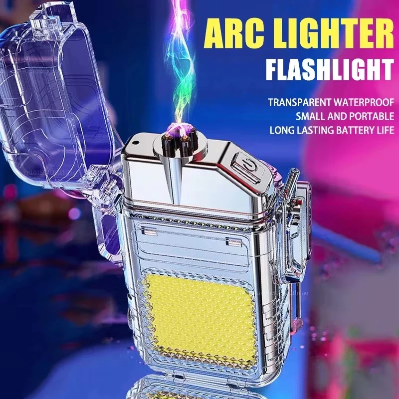 62% OFF Multifunctional Windproof Type C USB Lighter Highly Bright Outdoor Camping Double Arc Lighter