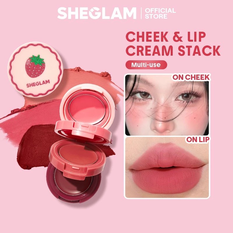 70% OFF SHEGLAM Very Cherry Cheek & Lip Cream Stack 3-Layer Multi-Use Buttery-Smooth Buildable Face & Lip Makeup