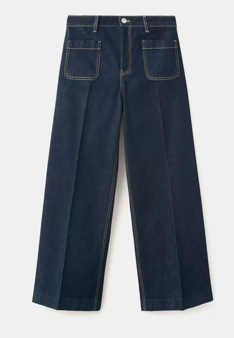 10% OFF Wide-Leg Patch Pocket Jeans