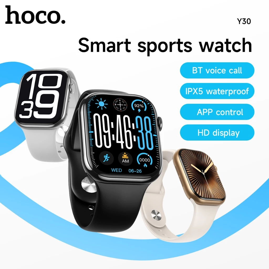 47% OFF [call version] Hoco Y30 Smart Watch Bluetooth 5.0 Men Sports Fitness Tracker Ip67 Waterproof Smartwatch Large Hd Screen For Sleep