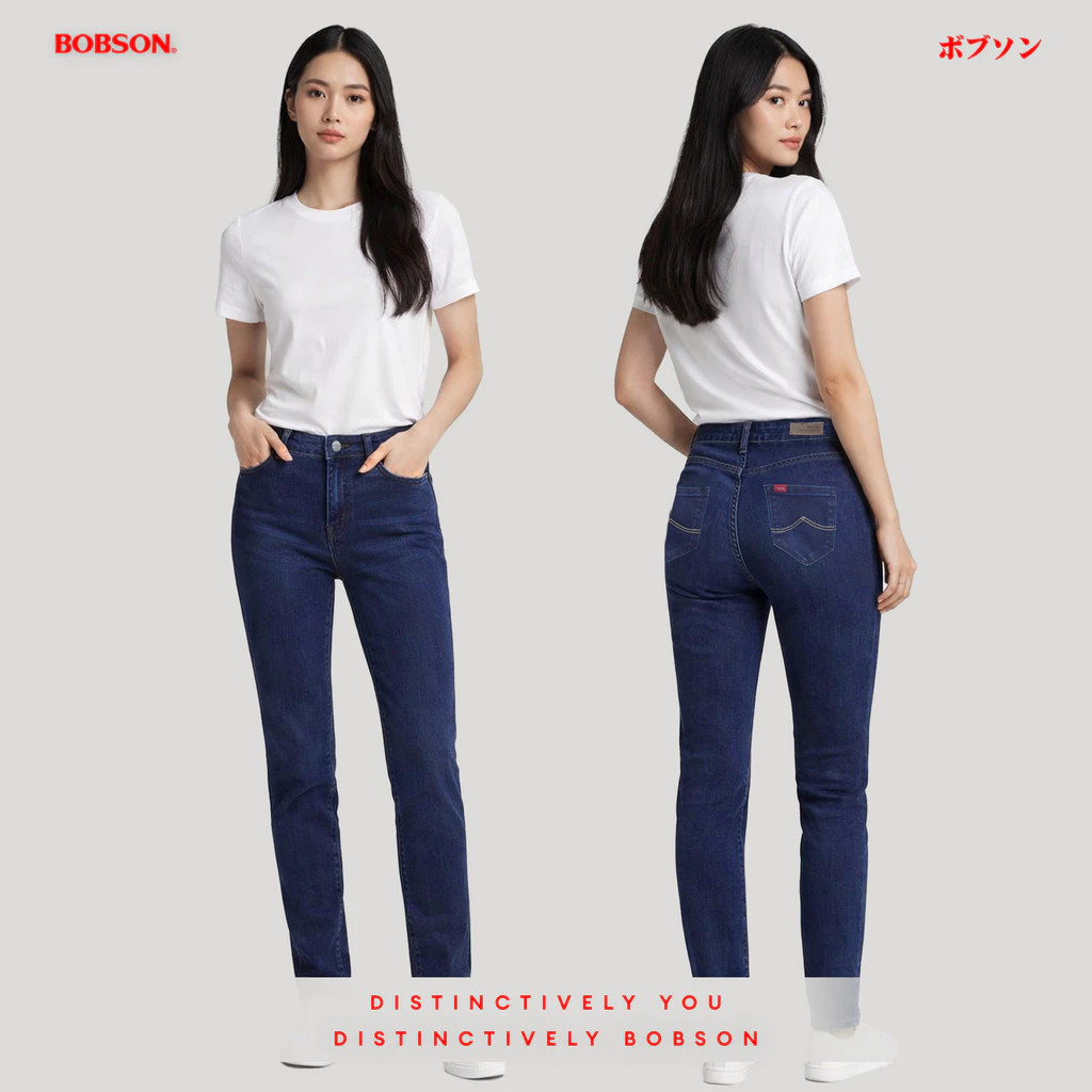 20% OFF Bobson Japanese Ladies Basic Denim Pants Super Skinny 194408-U (Dark Shade)