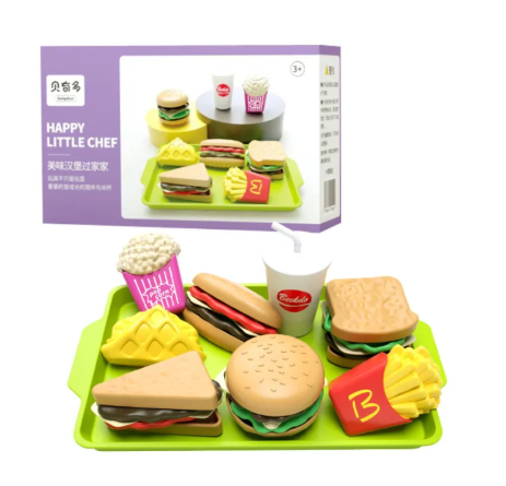 45% OFF Happy Little Chef Kitchen Toys Play House Mini Burger And Fries Set Simulation Food Toys