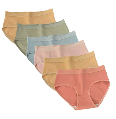 58% OFF 12/6PCS Macaron new comfortable and cute girl colored cartoon underwear breathable antibacterial cotton mid waist solid color student triangle underwear
