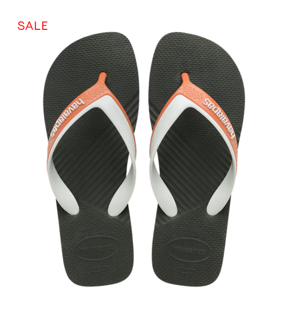 Dual Flip Flops Green Olive/White