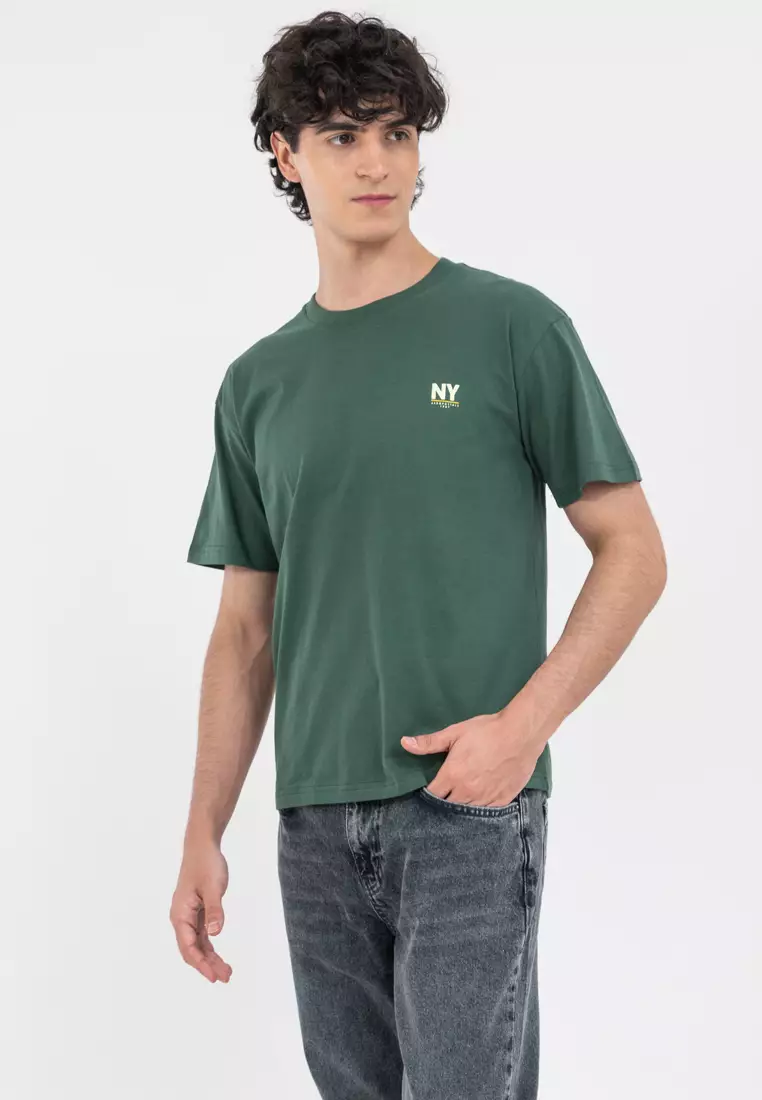 50% OFF Men's NY Graphic Tee Olive Green