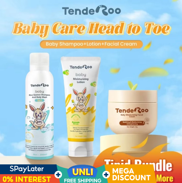 30% OFF BUNDLE TENDEROO BABY CARE HEAD TO TOE SKIN CARE BABY SHAMPOO BODY WASH/BABY LOTION/FACIAL CREAM