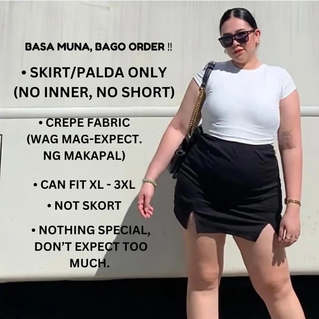 55% OFF PLUS SIZE SLIT SKIRT ONLY Highwaist Minimalist 2XL-3XL Crepe Casual Fabric DOUBLE SLIT Skirts