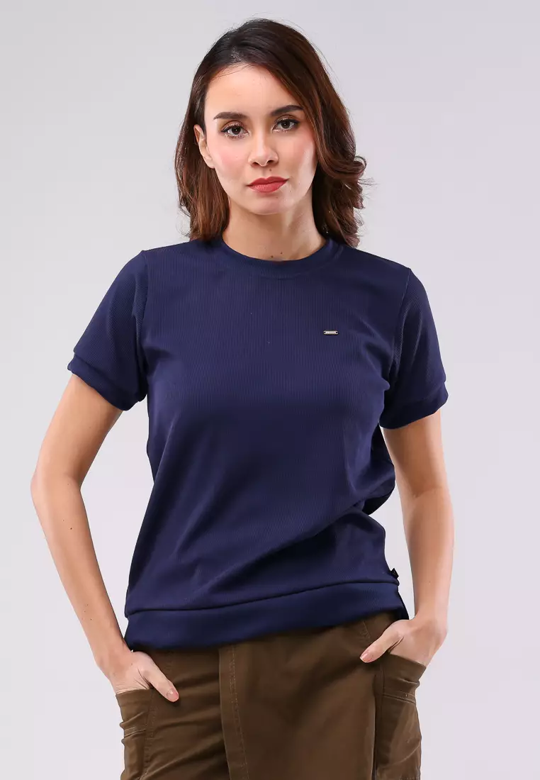 50% OFF Special Ribbing Plain Knits Short Sleeves Blouse