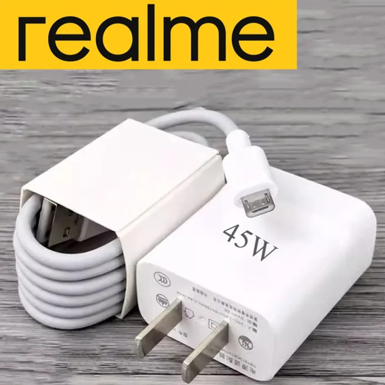 75% OFF JJ8899 Realme Chagrer Original Fast Charger 45W Micro USB Cord For Android Charger Adapter Set USB Charger c15 c12 c3 c11 5i