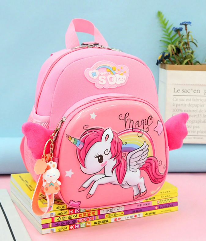 10% OFF 1pc Kindergarten Girl Backpack, Cute Cartoon Pony Pattern, Lightweight Durable Schoolbag For Preschool, Small-Medium-Large Size