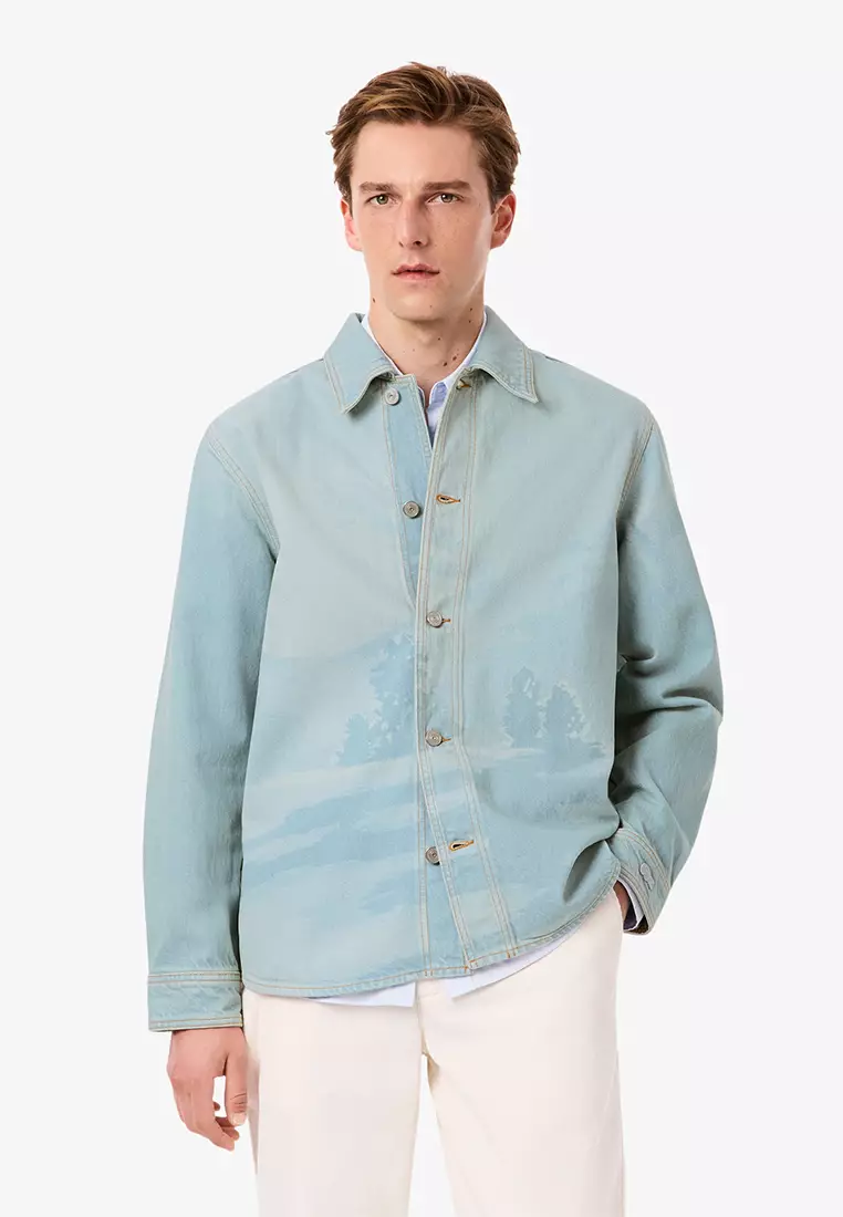 50% OFF Lacoste Landscape Motif Denim Overshirt