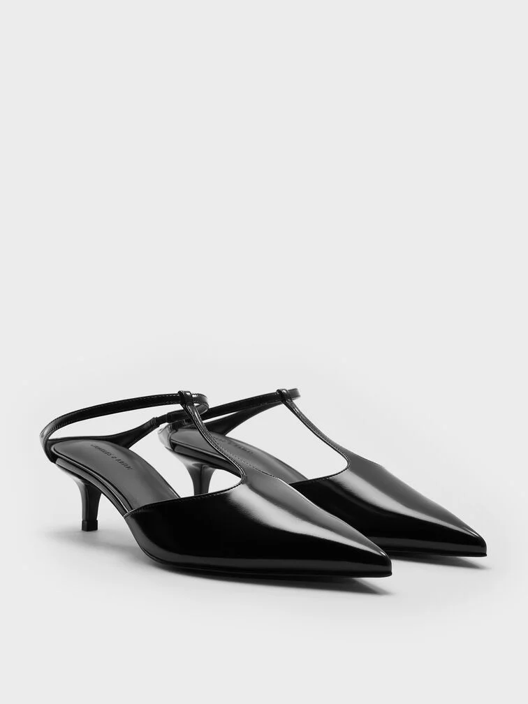 30% OFF T-Bar Kitten-Heel Mules - Black Box