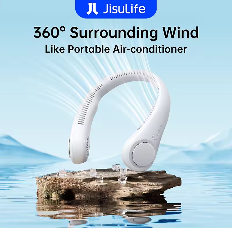 58% OFF JISULIFE Neck Fan Life3 Portable Rechargeable Bladeless 3 Speeds Strong Wind Hanging Electric Mini Fan Suitable For Outdoor Office Student