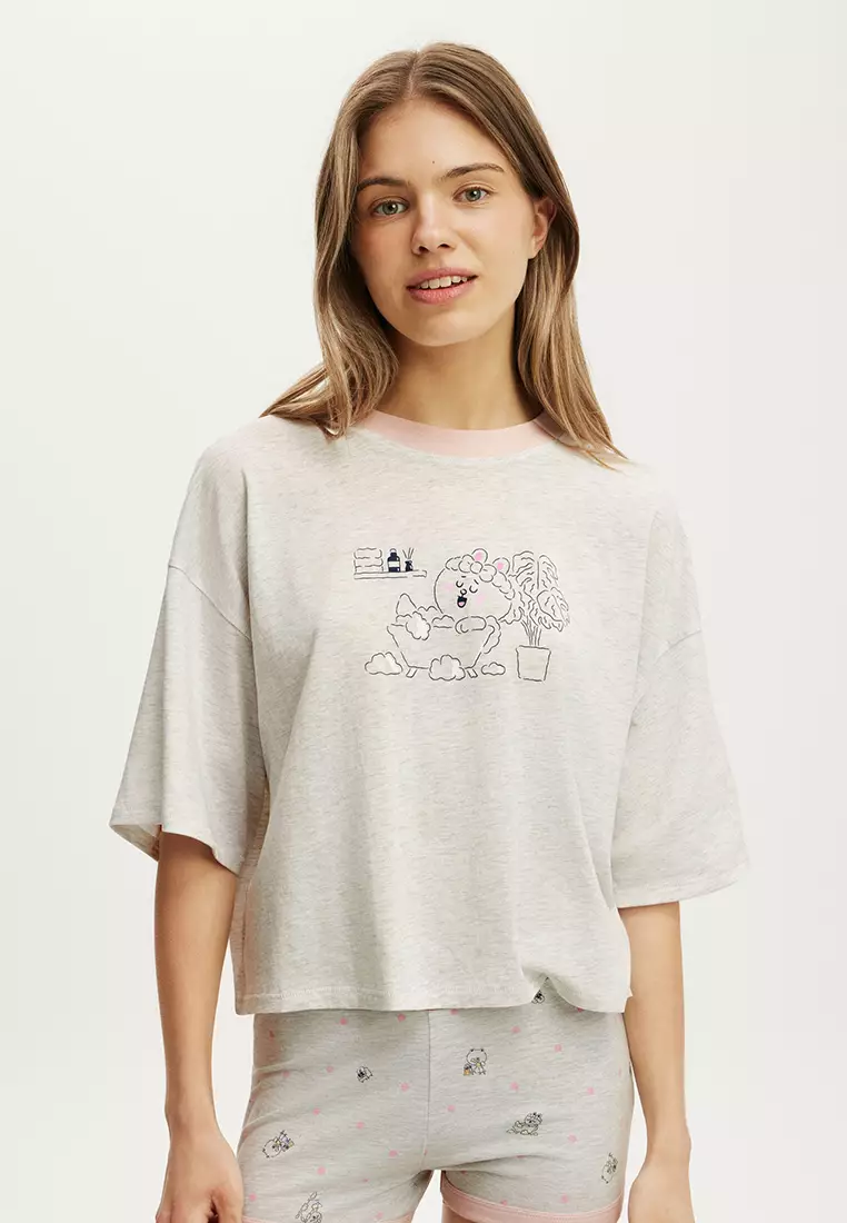 76% OFF Cropped Boxy Lounge Tee