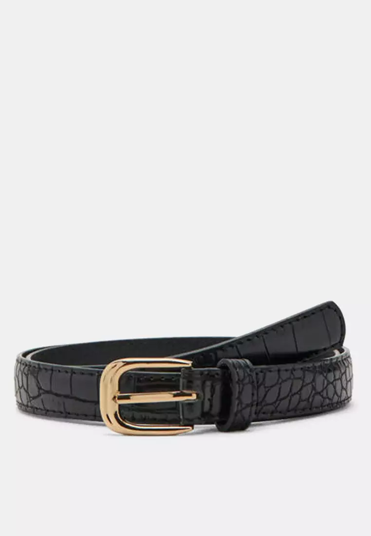 10% OFF Thin Faux Crocodile Leather Belt