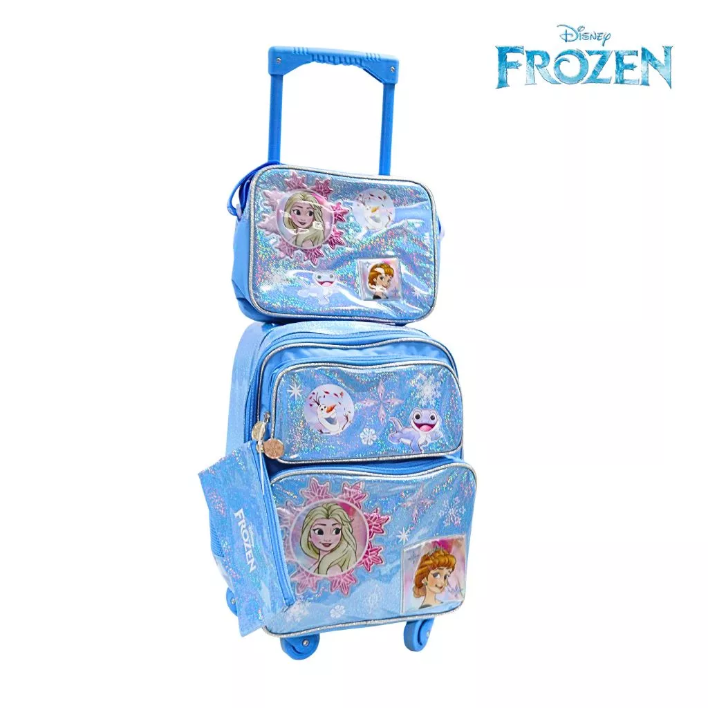 50% OFF Disney Frozen Light Blue Elsa Anna and Olaf 14inch Trolley Set