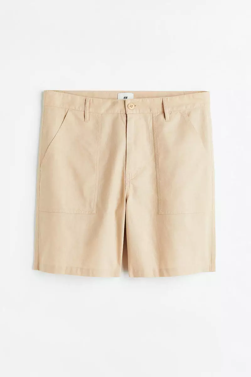 62% OFF Relaxed Fit Linen-blend shorts