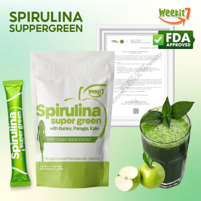 75% OFF 【Weekit7 Spirulina Powder 】Supports Healthy Digestion | Feel Lighter & Less Bloated | Supplement for Health & Fitness | FDA Registered | Organic Apple Flavor