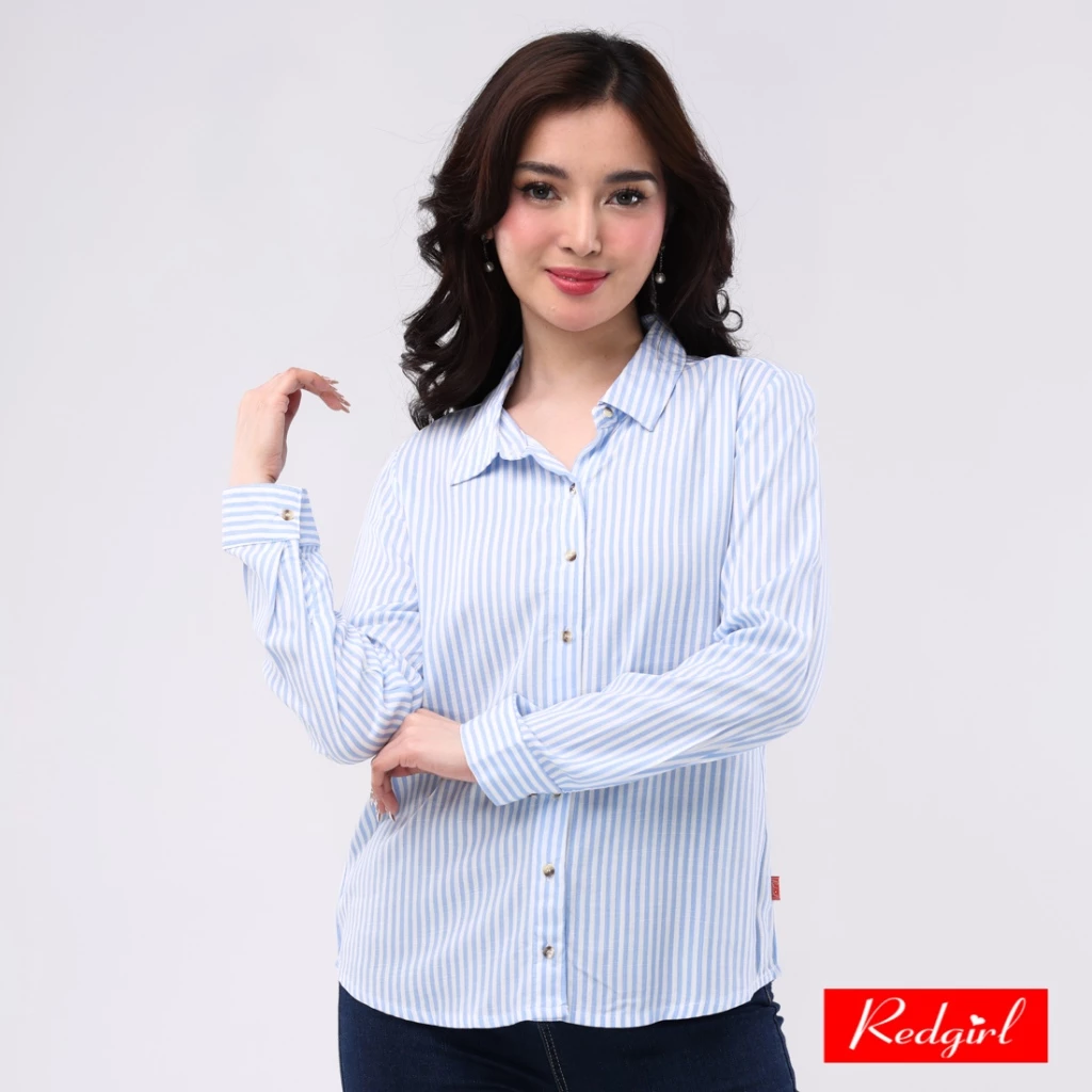 69% OFF Redgirl Woven Printed Soft Linen Long Sleeves Collared Blouse RLT04-4765 [Blouse for women]