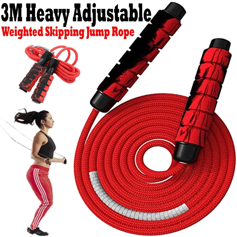 57% OFF 3M Heavy Adjustable Weighted Skipping Jump Rope Ball-Bearing Cable Foam Handle for Home Gym Crossfit